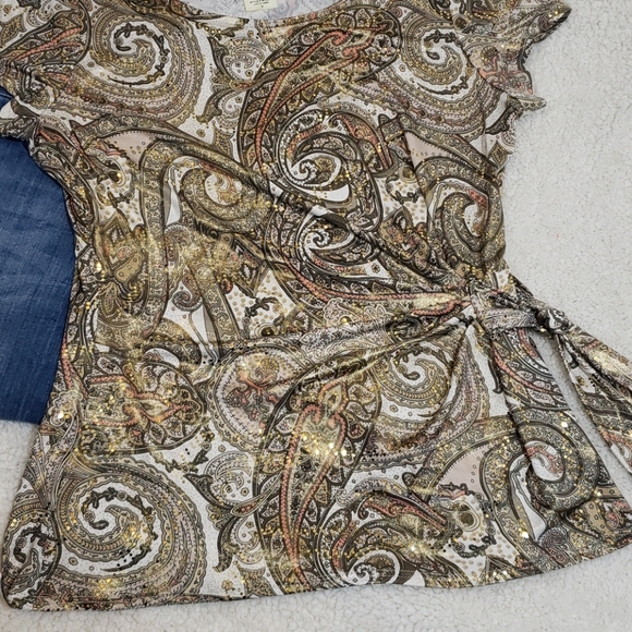 3 💝 for $25 MSK Side Tie Short Sleeve Blouse - Picture 3 of 8